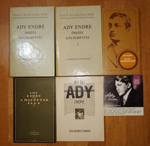 4 k�tet Ady Endr�t�l 2 aj�nd�kkal (k�nyv+hangosk�nyv): Ady Endre �sszes versei I-II., Az �n hadseregem, A halottak �l�n (reprint) + �gy �lt Ady Endre + Ady Endre legyszebb versei hangosk�nyv