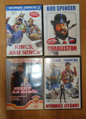 Bud Spencer 4 filmje DVD-n: Kincs, ami nics, Seriff az �gb�l, Nyom�s ut�na!, Charleston