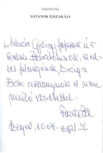 Fekete Pl - Stnok jszakja - dediklt