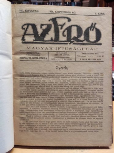 Az Er - Magyar ifjsgi lap - VIII. vfolyam 1924-1925 szeptember-junius 10 lapszm