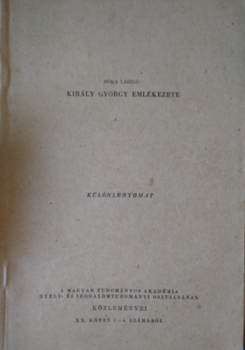 Kirly Gyrgy emlkezete