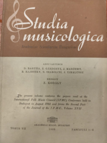 Studia Musicologica - Academiae Scientiarum Hungaricae - Tomus  VII.