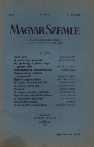 Magyar Szemle 1930. v IX. ktet 3.(35.) szm