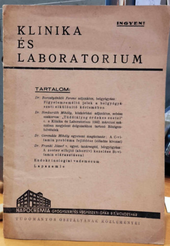 Klinika s Laboratorium 1943 mrcius h (Napochemia)