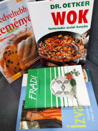 Szakcsknyv KNYVMENT AJNLAT 4 db-os, Fradi szakcsknyv, Wok- fantziads zsiai konyha, A legkedveltebb stemnyek, zvadsz- Gasztronmiai kalandozsok, Hres ttermek hres receptjei