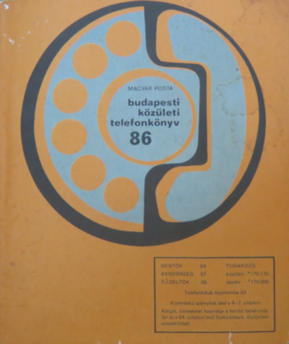Budapesti kzleti telefonknyv 1986