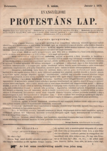 Evangyliomi protestns lap 1875. v I. flv (szerkeszti berssal)