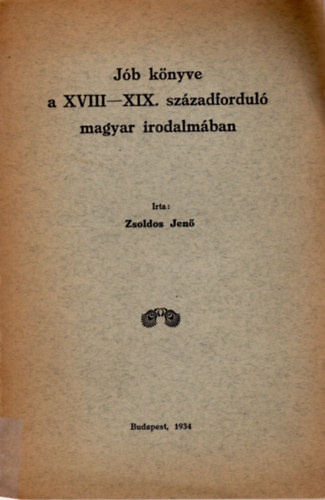 Jb knyve a XVIII-XIX. szzadfordul magyar irodalmban