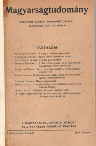 Magyarsgtudomny I. vf. 2. szm 1942. prilis