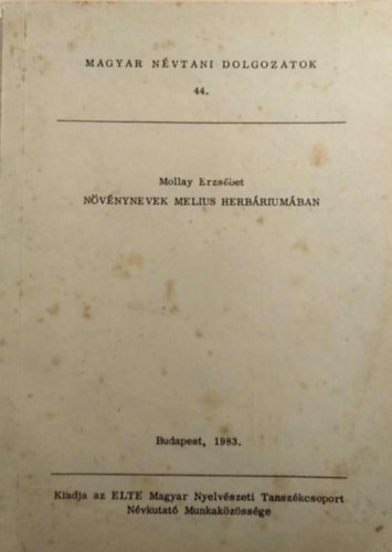 Nvnynevek Melius Herbriumban