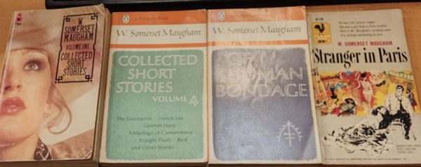 4 db W. Somerset Maugham: Stranger in Paris + Of Human Bondage + Collected Short Stories Volume One + Collected Short Stories Volume 4