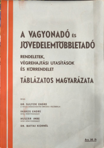 A vagyonad s jvedelemtbbletad - Rendeletek, vgrehajtsi utastsok s korrendelet tblzatos magyarzata