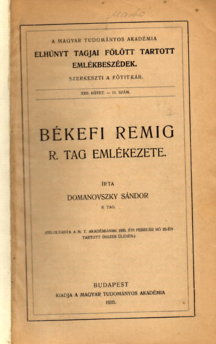Bkefi remig r. tag emlkezete