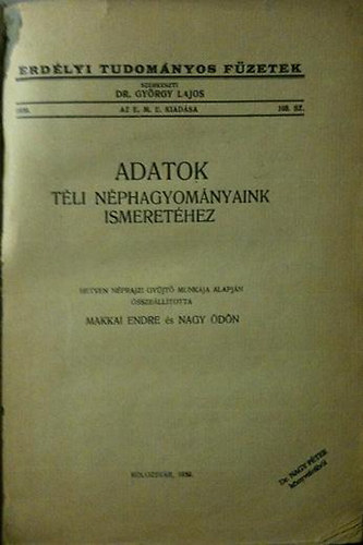 Adatok tli nphagyomnyaink ismerethez