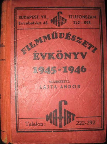 Filmm�v�szeti �vk�nyv 1945-1946 XXVI-XXVII. �vfolyam
