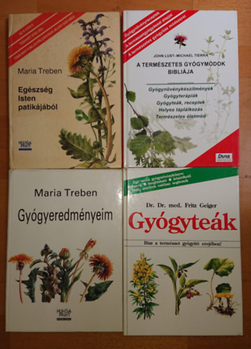 John-Tierra, Michael, Maria Treben, Fritz Geiger Lust - 4 termszetgygyszattal kapcsolatos knyv: Gygytek, Gygyeredmnyeim, Egszsg Isten patikjbl, Termszetes gygymdok biblija