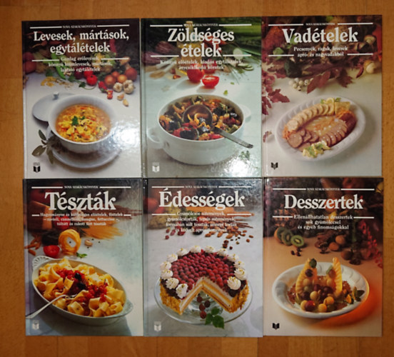 6 k�tet a Nova szak�csk�nyvek sorozat�b�l: Levesek, m�rt�sok, egyt�l�telek, Vad�letek, Z�lds�ges �letek, T�szt�k, �dess�gek, Desszertek