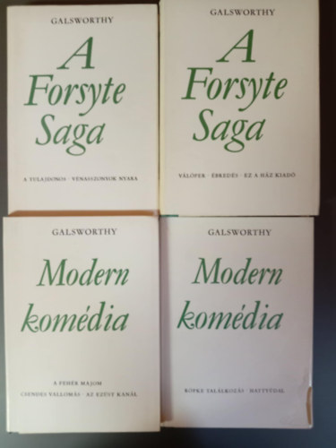Forsythe Saga 1-2. (A tulajdonos - Vnasszonyok nyara / Vlper - breds - Ez a hz kiad) +  Modern komdia 1-2.  (A fehr majom - Csendes valloms - Az ezst kanl / Rpke tallkozs - Hattydal) - 4 ktet