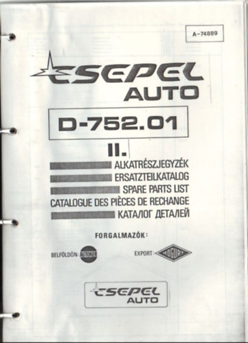 Csepel D-752.01 II. Alkatrszjegyzk