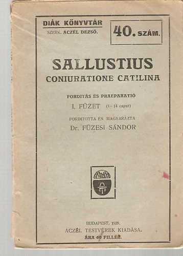 Sallustius Coniuratione Catilina - Di�k k�nyvt�r 40. sz�m