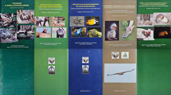 5 db �llatorvosi szakk�nyv egzotikus �llatok gy�gy�t�s�r�l: Egzotikus �s �llatkerti eml�s�llatok betegs�gei + H�ll�k �s alacsonyabbrend� �llatok gy�gy�szata + Term�szetv�delmi �llatorvosl�s - Terepi programok �s az �llatkert