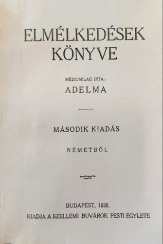 Elmlkedsek knyve - 1926 - Msodik kiads - Nmetbl