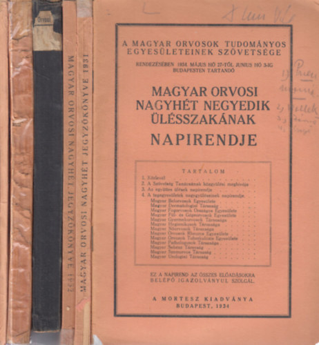 5 db. A Magyar Orvosi Nagyh�t �l�sszak�nak jegyz�k�nyve + Napirendje (6 db. m�)