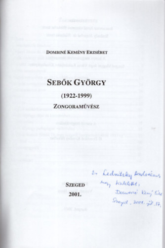 Seb�k Gy�rgy ( 1922-1999 ) Zongoram�v�sz