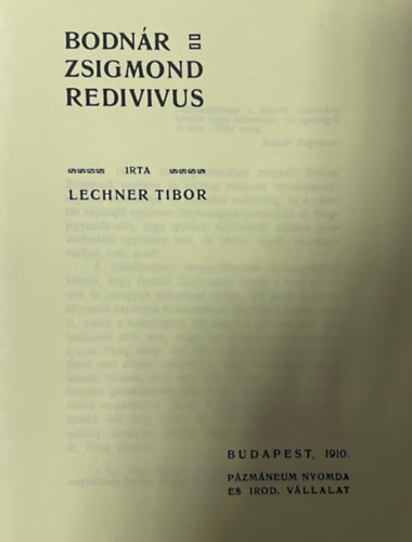 Bodn�r Zsigmond Redivivus (hasonm�s kiad�s)