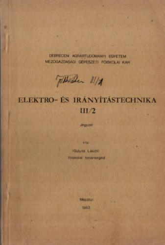 Elektro- s irnytstechnika III/2. - Jegyzet.