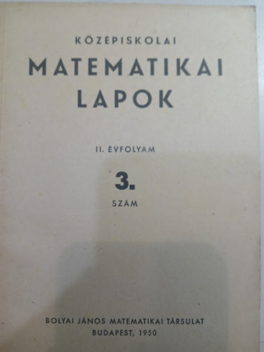 K�z�piskolai matematikai lapok II. �vfolyam 3. sz�m