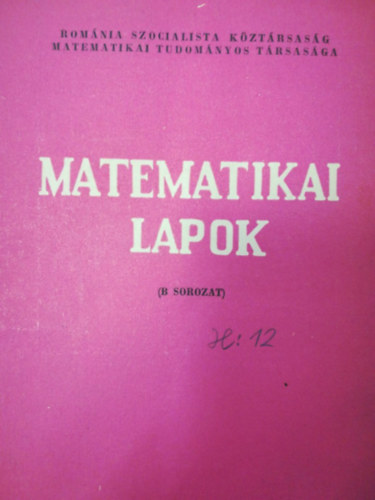 Matematikai lapok 4 (B sorozat) XVIII. vfolyam 1967. prilis