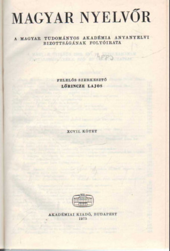 Magyar nyelvr 1973  vi teljes vfolyam (egybektve )