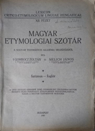 Magyar etymologiai sztr XII. fzet