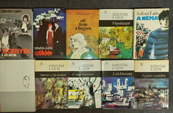(10db) Szilv�si Lajos k�nyvcsomag: Jegeny�k: A bojnyik / Sz�k��v / Ott fenn a hegyen / V�zv�laszt� / A n�ma / Kinek a sorsa? / Alb�rlet a s�p utc�ban / �s m�gis �rizetlen�l / L�lekharang / Egym�s szem�ben