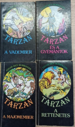 4 db Edgar Rice Burroughs k�tet: Tarzan a majomember - Tarzan a vadember - Tarzan a rettenetes - Tarzan �s a gy�m�ntok