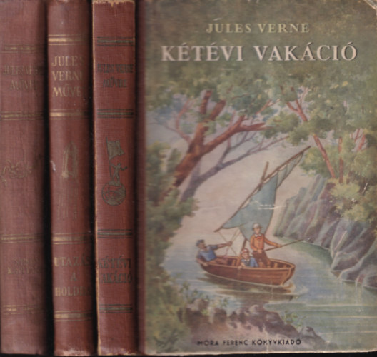 3 db. "barna gerinc�" Verne k�tet (K�t�vi vak�ci� + Utaz�s a Holdba + Nemo kapit�ny)