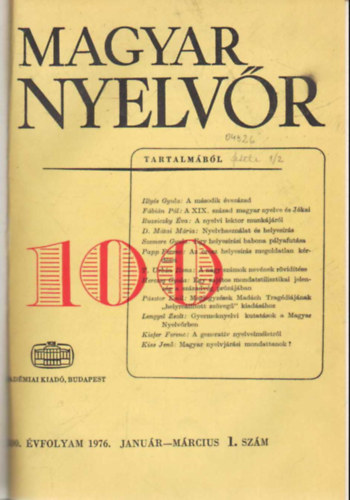 Magyar nyelvr 1976  vi teljes vfolyam (egybektve )