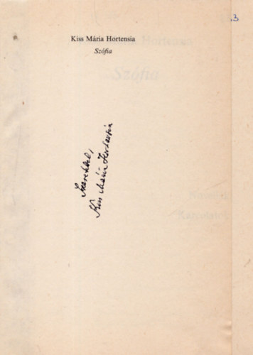 Sz�fia- Novell�k, Karcolatok- dedik�lt