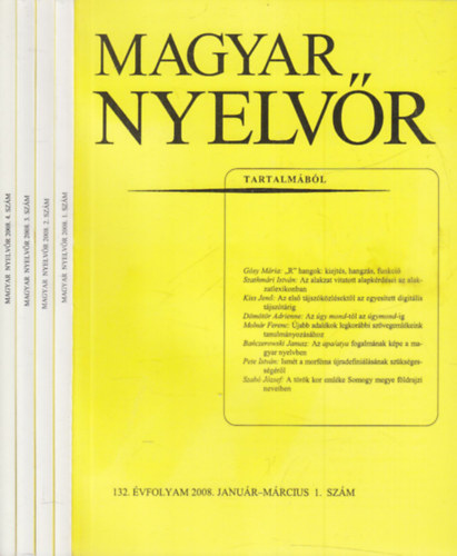 Magyar Nyelvr (2008. teljes vfolyam, 4 ktetben, lapszmonknt)