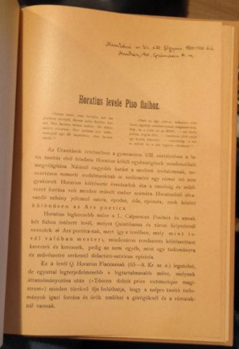 Horatius levele Piso fiaihoz