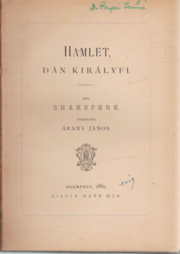 Arany J�nos  Shakespeare (ford.) - Hamlet, D�n kir�lyfi
