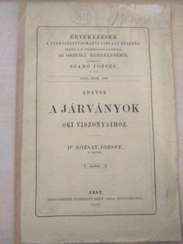 Adatok a j�rv�nyok oki viszonyaihoz