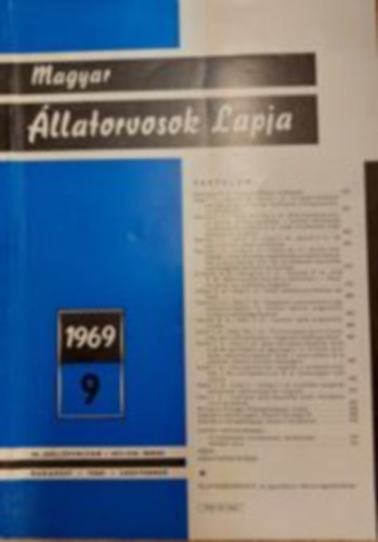 Magyar llatorvosok Lapja - 1969 9., 24. vfolyam 453-516 oldal
