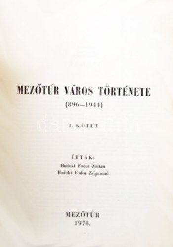 Meztr vros trtnete (896-1944) I. ktet