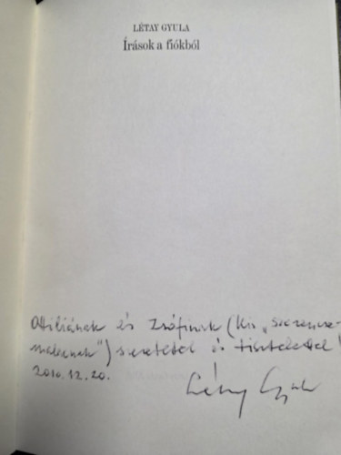 L�tay Gyula - �r�sok a fi�kb�l