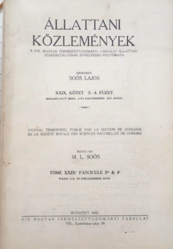 llattani Kzlemnyek XXIX. ktet 3-4. fzet (1932)