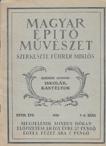 Magyar ptmvszet 1928 XXVIII. vf. 7-8. szm