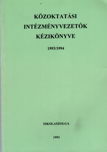 Kzoktatsi intzmnyvezetk kziknyve 1993/1994