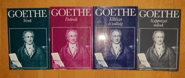 4 k�tet Goethe v�logatott m�veib�l: K�lt�szet �s val�s�g, Sz�ppr�zai m�vek, Versek, Dr�m�k